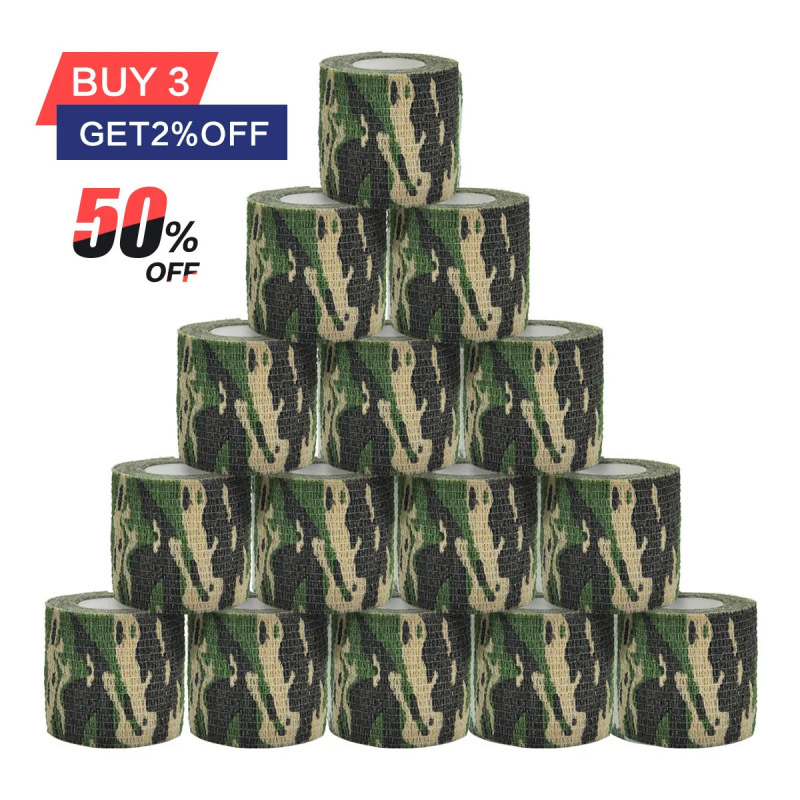 Hunting Outdoor Tattoos - เทปพันแผลลายพรางยืดหยุ่น ขนาด 5 ซม. สำหรับกิจกรรมกลางแจ้ง ล่าสัตว์