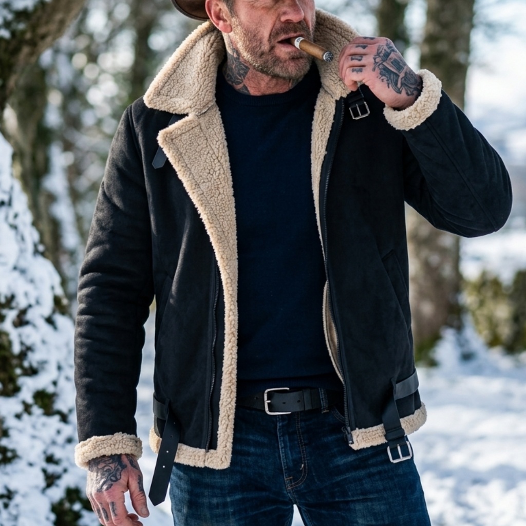 Men'S Outdoor Hunting Jacket - เสื้อแจ็คเก็ตหนังกลับเทียมบุขนแกะสำหรับผู้ชาย เสื้อโค้ทอุ่นๆ สำหรับล่าสัตว์ เดินป่า กันลม สวมใส่สบายๆ