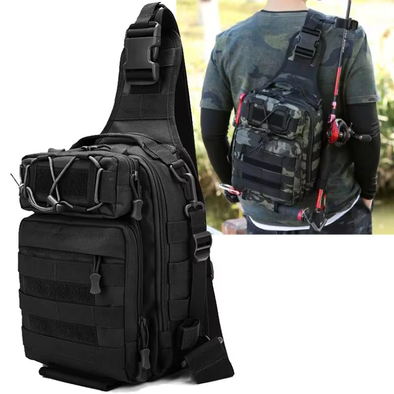 Hunting Fishing Outdoor - กระเป๋าคาดอกผู้ชายอเนกประสงค์ กระเป๋าใส่อุปกรณ์ตกปลา กระเป๋าสะพายข้าง กระเป๋าสำหรับตั้งแคมป์ เดินป่า ล่าสัตว์