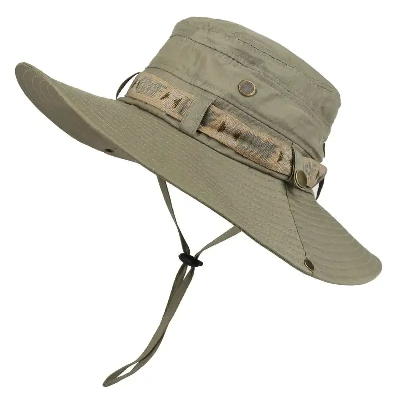 Hunting Outdoor Hats - ฤดูร้อนผู้ชายหมวกกลางแจ้ง UV ป้องกันกว้าง Brim ปานามา Safari