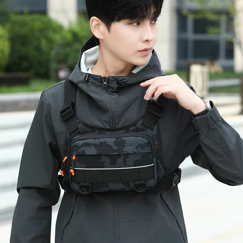 Hunting Fishing Outdoor - เสื้อกั๊กสะพายหน้าสำหรับปั่นจักรยาน กระเป๋าเป้สะพายหลังแบบยุทธวิธี สำหรับตั้งแคมป์ ปีนเขา ล่าสัตว์ กระเป๋าเป้สะพายไหล่